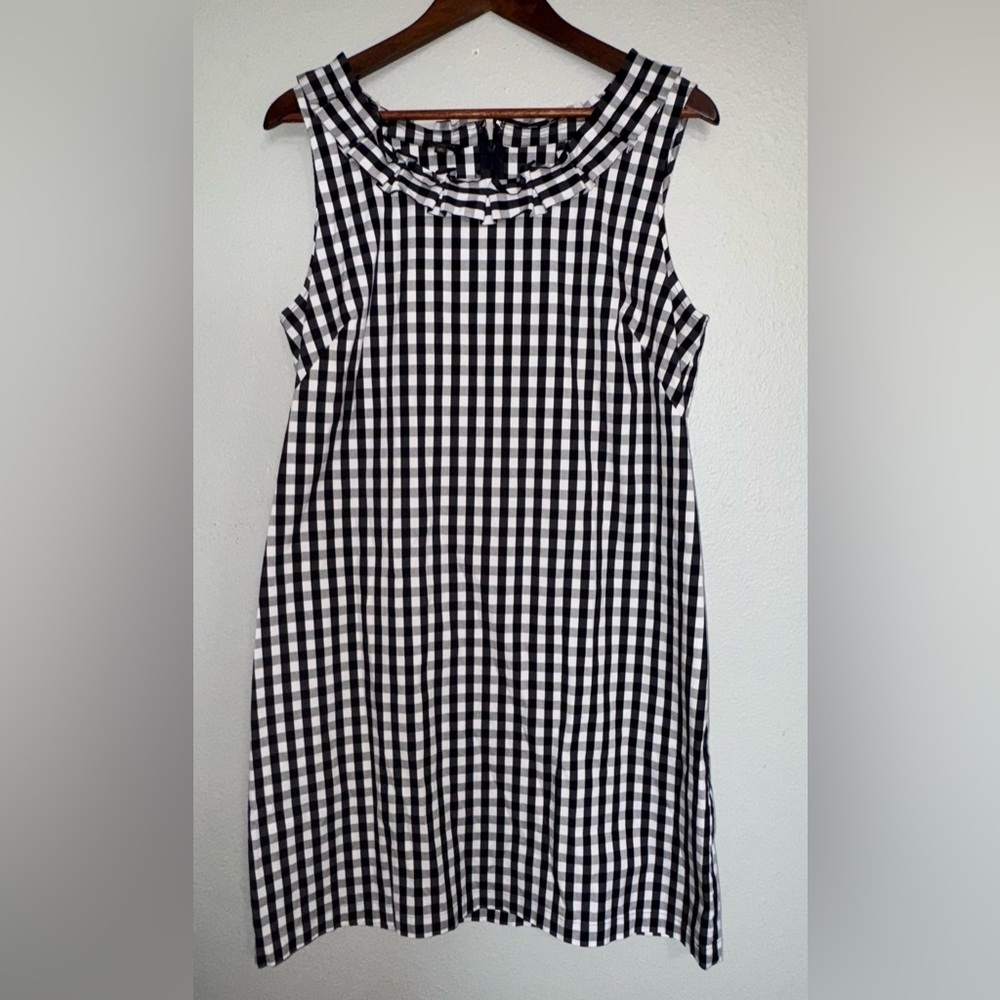 Talbots Gingham Pleated-Neck blk and white dress